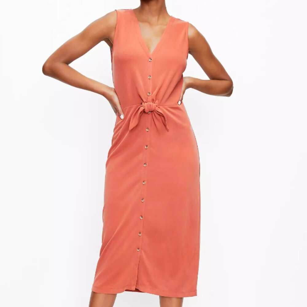 NWT Lou & Grey Sandwashed Button Tie Midi Dress XS